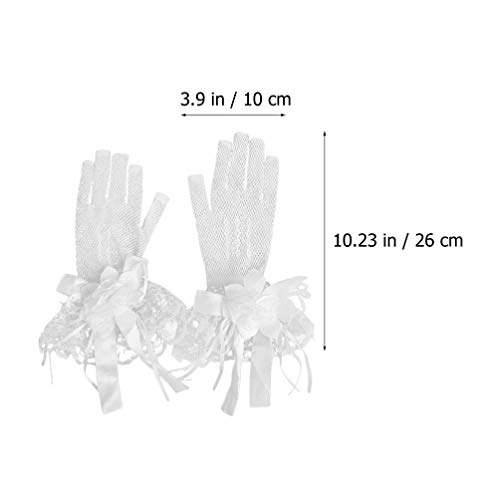 KESYOO Luvas de Casamento de Noiva Luvas de Renda Floral Elegantes Luvas de Vestido Curto para Festa