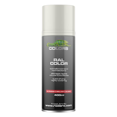 COLORS Sprühlack - 400ml Spraydose - Sprühfarbe für alle Oberflächen Innen und Aussenbereich Tolle Deckkraft | RAL9010 - Reinweiss Glanz