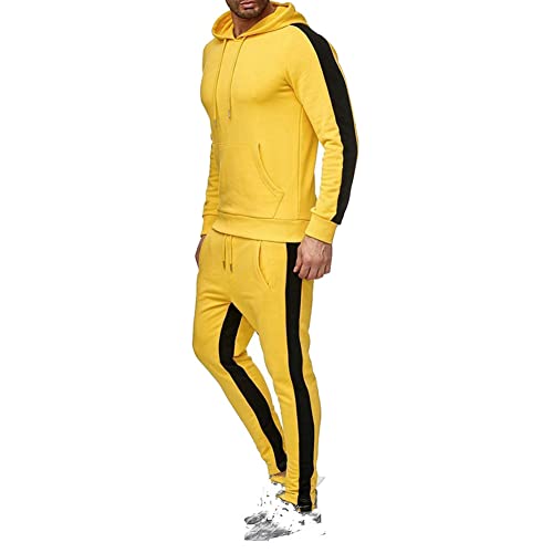 Men's Sweatsuit Pullover Hoodie Tops and Pants Set Casual Sports Tracksuit3