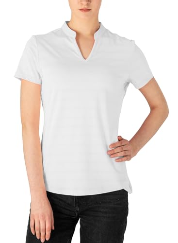 Image of Gopune Women's V Neck Golf Polo Shirts Collarless Short Sleeve Lightweight Quick Dry Tennis Running T-Shirts