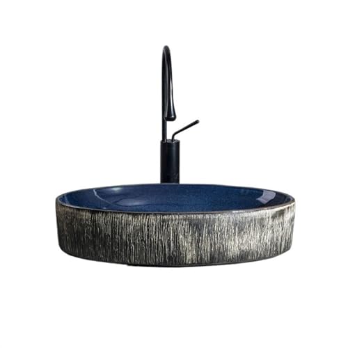 Lavabo de baño sobre encimera de cerámica ovalado estilo retro para tocador 2