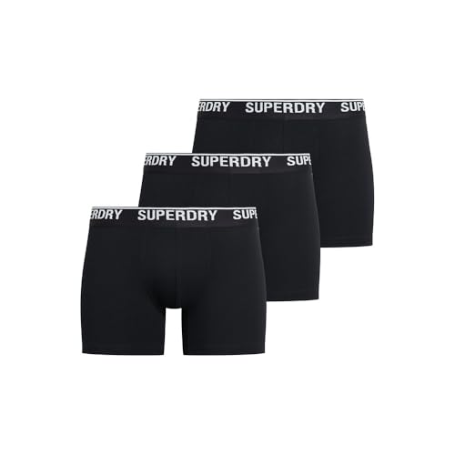 Superdry Herren 3Er-Pack Boxershorts Aus Bio-Baumwolle, Black/Optic, M