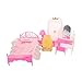 Fagu o 1 zestaw dziewczęcy zabawka prezent dla dziecka i malucha zestaw mebli dla lalek z modelem łóżko stolik nocny komoda interaktywny domek do zabawy