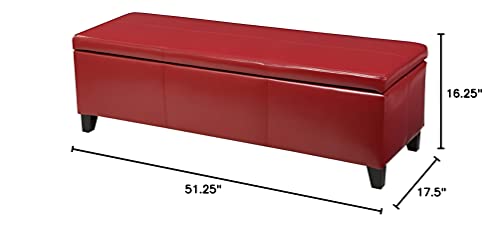 Christopher Knight Home Glouster Pu Storage Ottoman, Red 17. 50D X 51. 25W X 16. 25H #TOP2