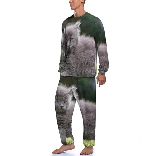 Pyjama manche longue homme Chaton haut et bas pantalon le cadeau idéal - 2