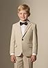Linen Suit for Boys Slim Fit Beige Tuxedo Formal T... #4
