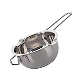 Hoshen Schokoladenschmelzschale aus Edelstahl, 400 ml, für geschmolzene Butterkäse, Schokolade, Süßigkeiten, Silber