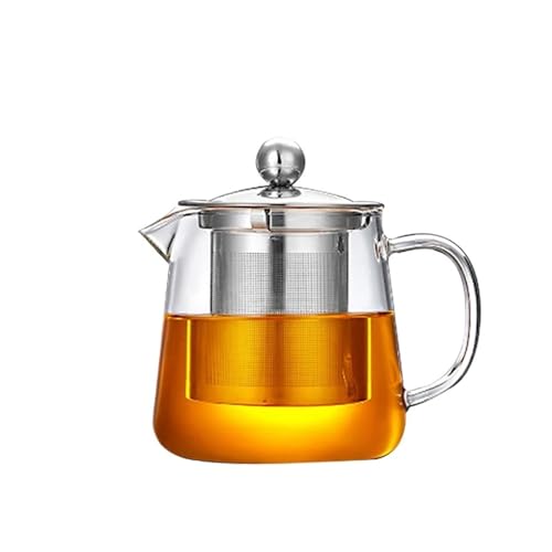 WXBCDS Tetera Te Tetera de Vidrio Resistente al Calor con colador de té de Acero Inoxidable, infusor, Tetera, Juego de té, Tetera(550ML Teapot)
