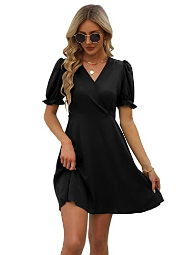 Aloodor Summer Dresses For Women 2023 Casual Short Sleeve Cocktail Dress Black Mother Of The Bride Dresses For Wedding X-Large #TOP2