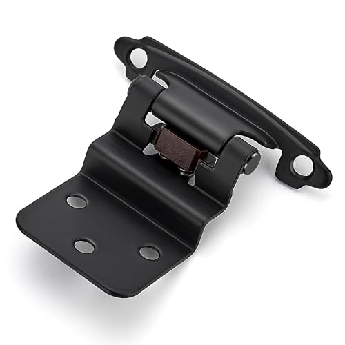 Image of Ravinte 2 Packs 1 Pair 3 /8 inch Inset Matte Black Cabinet Self Closing Hinges for Kitchen /Bathroom /Furniture Cabinets & Doors,Decorative Cupboard Hardware with Door Bumper