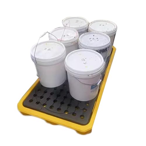 Industrial Oil Drum Spill Containment Platform - Stackable HDPE Pallet with Detachable Grates for Leak Prevention(530x430x110mm)