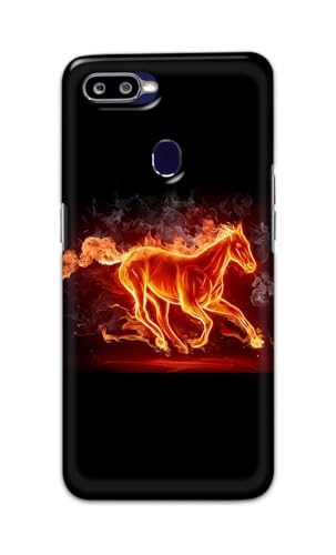 Image of PRINTFIDAA Printed Hard Back Cover Case for Oppo F9 | Oppo F9 Pro | Realme U1 | Realme 2 Pro Back Cover (Fiery Horse) -112