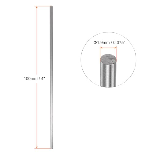 sourcing map 15 Stück Runde Stäbe 1,9 mm x 100 mm Hochgeschwindigkeitsstahl (HSS) Drehbankstangen DIY Handwerkszeug zum Drehen, Fräsen, Bohren und Gewindeschneiden