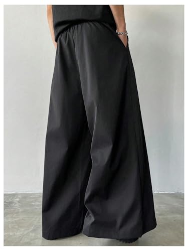 Verdusa Men's Wide Leg Dress Pants Business Casual Drawstring Waist Baggy Trousers with Pockets2