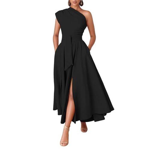 One Shoulder Dresses for Women Elegant Asymmetrical A Line Flowy Formal Evening Gowns Party Cocktail Dress