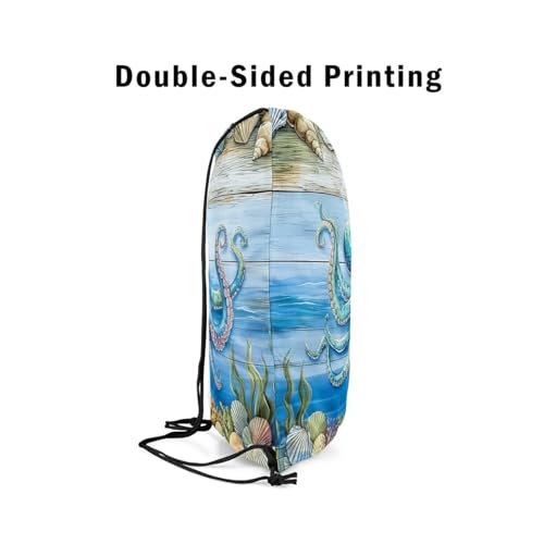 jejeloiu Octopus Gym String Bag 13"x15.7" Tentacles Drawstring Backpack Ocean Kraken Sports Sackpack Lightweight Women Men Underwater Waterproof Cinch Bag4