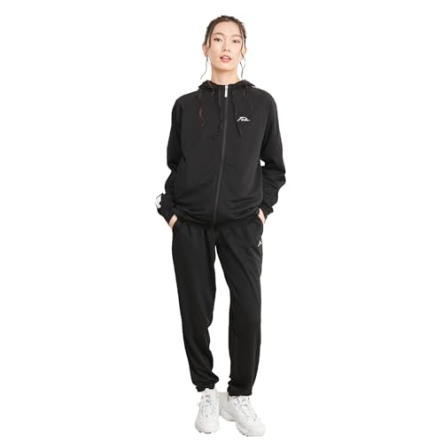 FILA (フィラ) ジャージ上下セットレディース 選べる2タイプ フード付き ジップアップパーカー フィットネス トレーニング ウェア スポーツウェア ジム 筆記体刺繍 ライン入り 部屋着 ルームウェアレディース