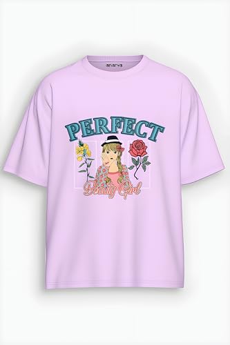 Image of Amazon Brand - Anarva Women Oversized Graphic Printed T Shirt 100% Cotton Drop Shoulder Loose Fit Baggy Casual Tshirt for Girls