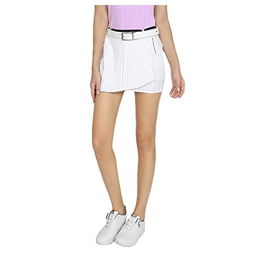 AGARES Women Golf Short Skirt Female Summer Quick-Drying Girl Waistband Pleated Skirt Lady Clothing (White,M)