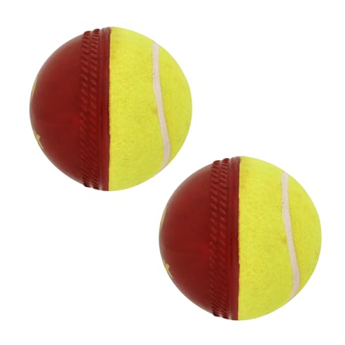 omtex Cricket Swing Ball (Half Tennis) - Cricket Training Ball Size 5.5, Diameter 2.5 cm, Pack of 2 | Ideal for Skill Training & Practice
