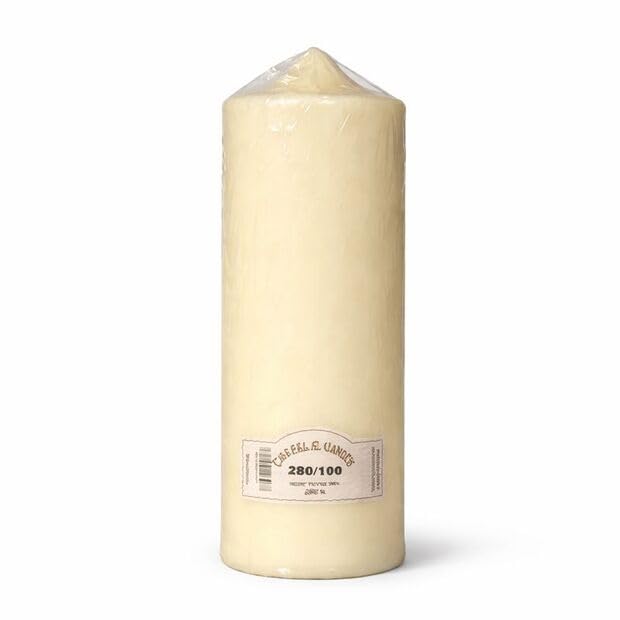Richard Wenzel Church Candles 10cm Diameter – Ivory Cream Pillar Candles, Varying Heights for Worship, Altar & Religious Use (28cm)