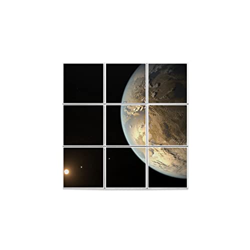 Système Solaire Carreaux Céramique lot de 9 pièces décoratives motif lune soleil terre
