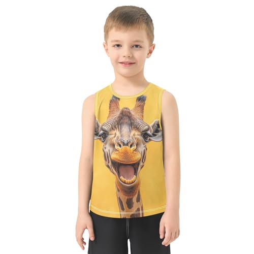 Boys Tank Top Shirts Giraffe Funny Yellow Sleeveless T-Shirts Crew Neck for Kids Clothing Children2