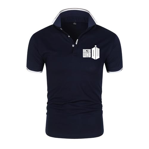 Camiseta Hombre Doc.tor Who, Camisa de Po.lo Cómodo Informal, Ropa Atlético Entrenamiento Respirable para Verano, Atlético(Black,L)