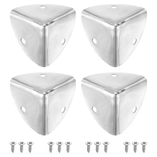 Image of uxcell 4 Pcs Decorative Box Corner Cover, 40mm Metal Edge Guard, Furniture Corner Edges Protector with Screws, Silver