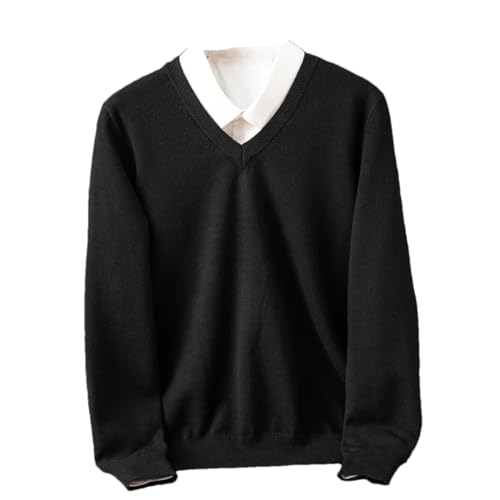 Mens V-Neck Sweater Casual Office Classic Pullover Knitwear Soft Lightweight Sweaters Ribbing Edge