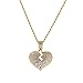 Produktbild AMOZ Hip Hop Lovers up Necklace, Full Diamond Band-Aid Heart Broken Pendant Broken Heart Ok Stretch Love Heart Pendant, Men Women Fashion Jewelry Classic,Goldener Silberner Aufkleber