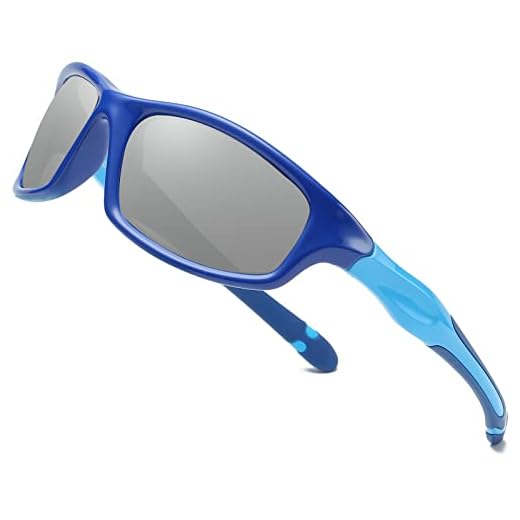 DUCO Kids Sunglasses Boys Sports Polarized Sunglasses Blue Youth Sunglasses for Boys And Girls Age 3-10 K006