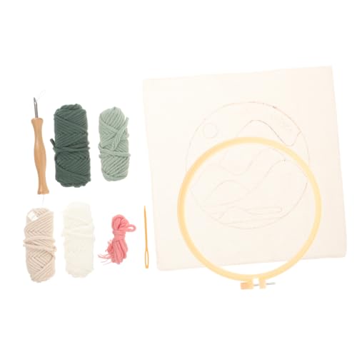jojofuny 1 Set Punch Needle for DIY Crafts Complete Kit with Embroidery Hoop Yarn and Pen for Beginners Enhance Creativity