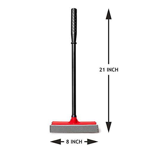 Dsv Standard Professional Multi-Functional Window Squeegee | 2-In-1 Window Cleaner For Car Windshield, Gas Station, Shower And Glass | Soft Rubber Blade & Highly Absorbent Sponge Head 8" #TOP5
