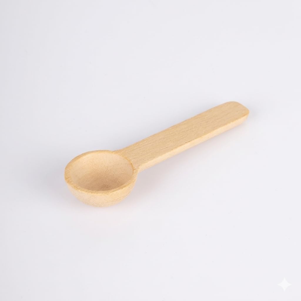 Uyt Life 6 Adet Mini Ahşap Baharat Kaşığı Seti - Doğal Kayın Ağacı Yuvarlak Uçlu Baharatlık Kaşığı, Tuz, Şeker Ölçeği - 7 cm Küçük Dekoratif Tahta Kaşık