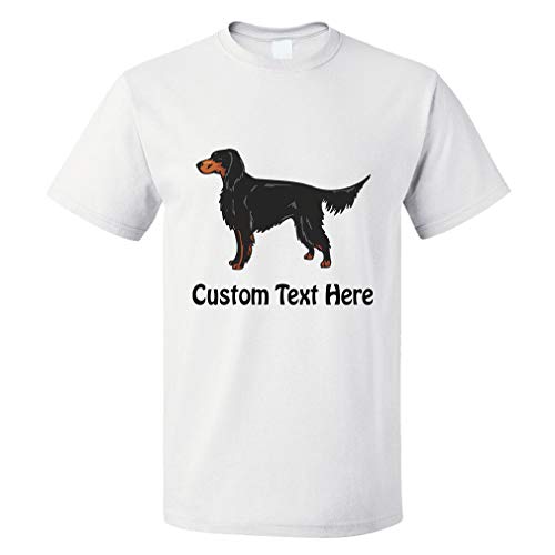 Custom Funny Graphic T Shirts for Men Gordon Setter Cotton Top White Personalized Text Here Large