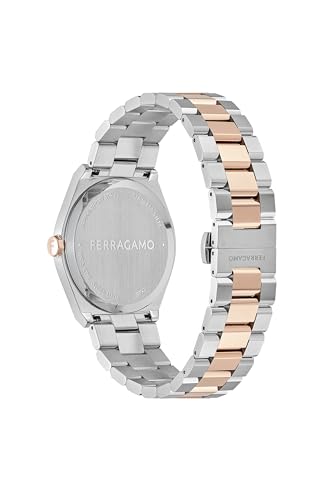 Ferragamo Vega Upper East Collection Luxury Mens Watch Timepieces with a Two Tone Bracelet and Case Featuring a Brown Dial3