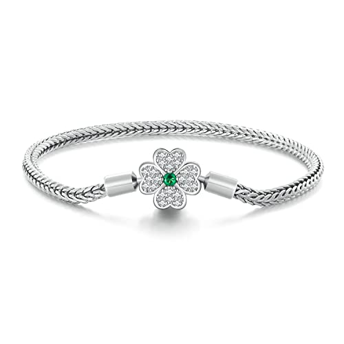 HHRFCS Pulsera de Cadena de Serpiente con Cierre Rojo de Plata de Ley 925 Love, Pulseras básicas con dijes Que se adaptan a Cualquier Colgante para niñas Adolescentes