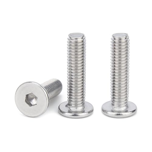 Wildeep 50 pz CM M1.6 M2 Lunghezza 2-25mm A2 304 in Acciaio Inox Esagonale Esagono Incassato Ultra Sottile Super Piatto Wafer Vite a Testa Bullone(6mm,M1.6(50pcs))