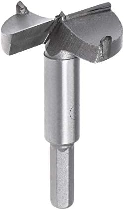 sourcing map Forstner Drill Bits 50mm, Tungsten Carbide Wood Hole Saw Auger Opener Woodworking Hinge Hole Drilling Boring Bit Cutter Gray with Case