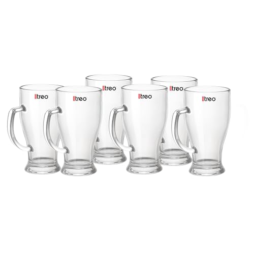 Image of Treo By Milton Embassy Beer Mug I Glasses for Beer, Juice, Mocktail | Scratch Resistant & Easy to Clean | Dishwasher Safe Mug | Transparent | Set of 6, 280 ml Each