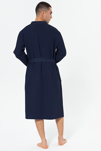 Image of SEYANTE Mens Premium Waffle Knit 100% GOTS Certified Turkish Organic Cotton Kimono Robe