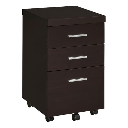 Coaster Home Furnishings - Skeena - 3-Drawer Mobile Office Storage Cabinet with Transitional Style, Casters and Silver Handles - Home Office - Cappuccino - 800903