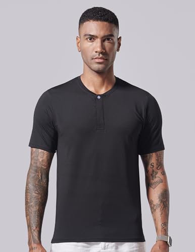 3 Pack: Mens Polo Shirts, Business Casual Golf Henley Work Shirts for Men, Collarless Short Sleeve Stylish Athletic Tshirts3