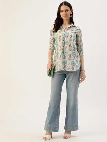 Image of feranoid Classic Collared Cotton Shirt with 3 /4 Sleeve for a Timeless Casual Look