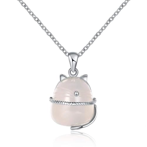 Collier pierre de lune et opale chat en argent S925 élégant