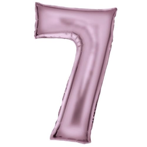 Large Number 7 Silk Lustre Pastel Pink Foil Balloon N34 Packed 86 cm