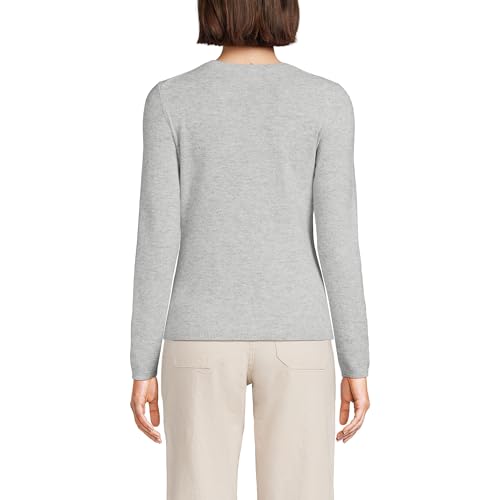 Image of Lands' End Womens Cashmere Cardigan Sweater Light Gray Heather Regular Medium