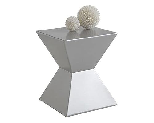 Image of Wooden Block Accent Side Table in Antique Wooden Design, Fully Assembled, End, Bedside Table and Nightstand, for The Living Room and Bedroom-Grey