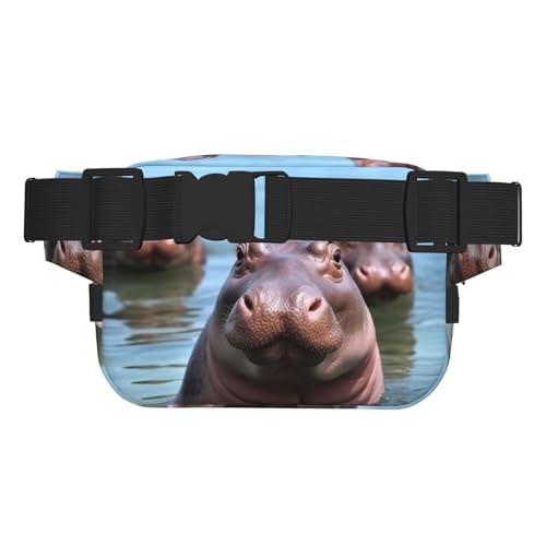 Niedliche Hippos Bauchtasche, verstellbare Umhängetasche, große Hüfttasche, Reisegürteltasche, Unisex, Bauchtasche